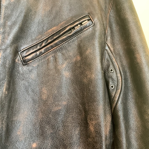 Banana Republic Brown Vintage Cafe Racer Motorcycle Leather Bomber Jacket XL T - Picture 8 of 17